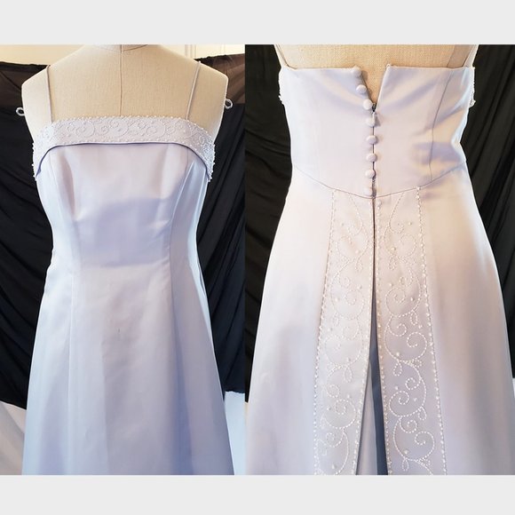 SALE Pale Lavender beaded ballgown prom bridal dress 4 - Picture 2 of 9